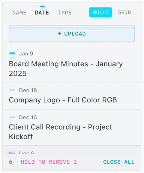 Document Explorer panel with Upload button and file list