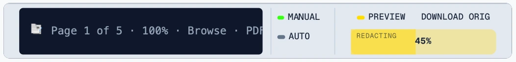 Control tray while generating the redacted PDF at 45%
